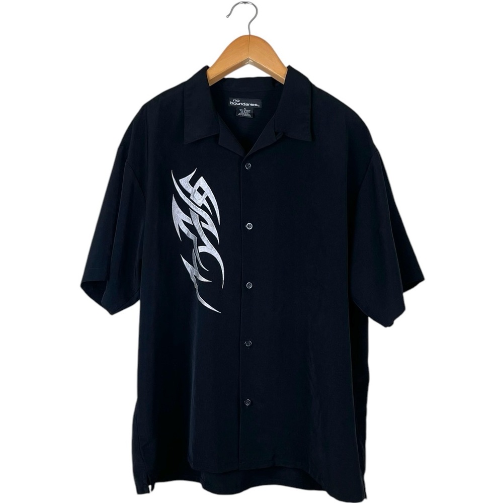 Vintage Y2K No Boundaries XL Tribal Button Down Shirt Streetwear Biker Skater